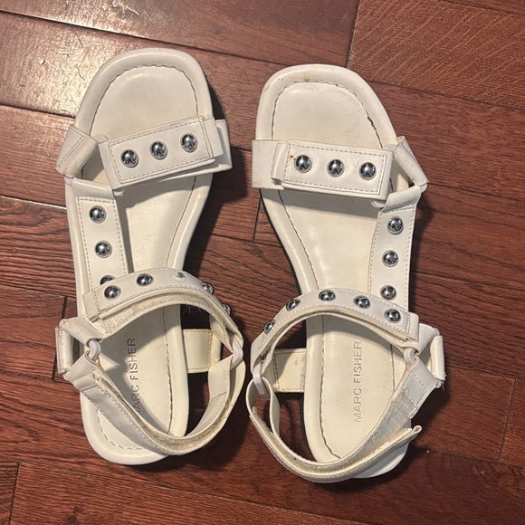 Marc Fisher White Strappy Sandals with Studded Design Size: 8 - Picture 1 of 8